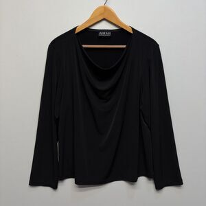 AHNI Women Long Sleeve Blouse Top Shirt Size 3 Black D062 -11